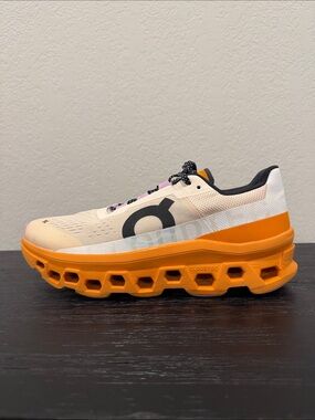 Women’s Size 10.5 On Cloudmonster Running Shoes in Beige & Orange Training Cloud